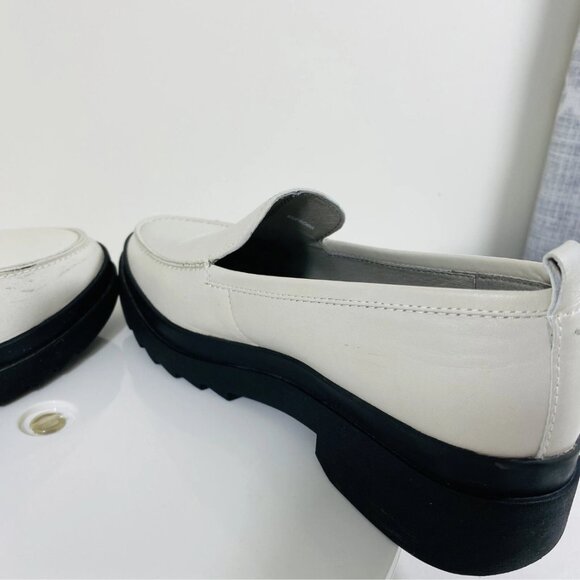 Eileen Fisher Leather Chunky Penny Loafers Womens 6.5 Light Gray Preppy Academia - Picture 7 of 12